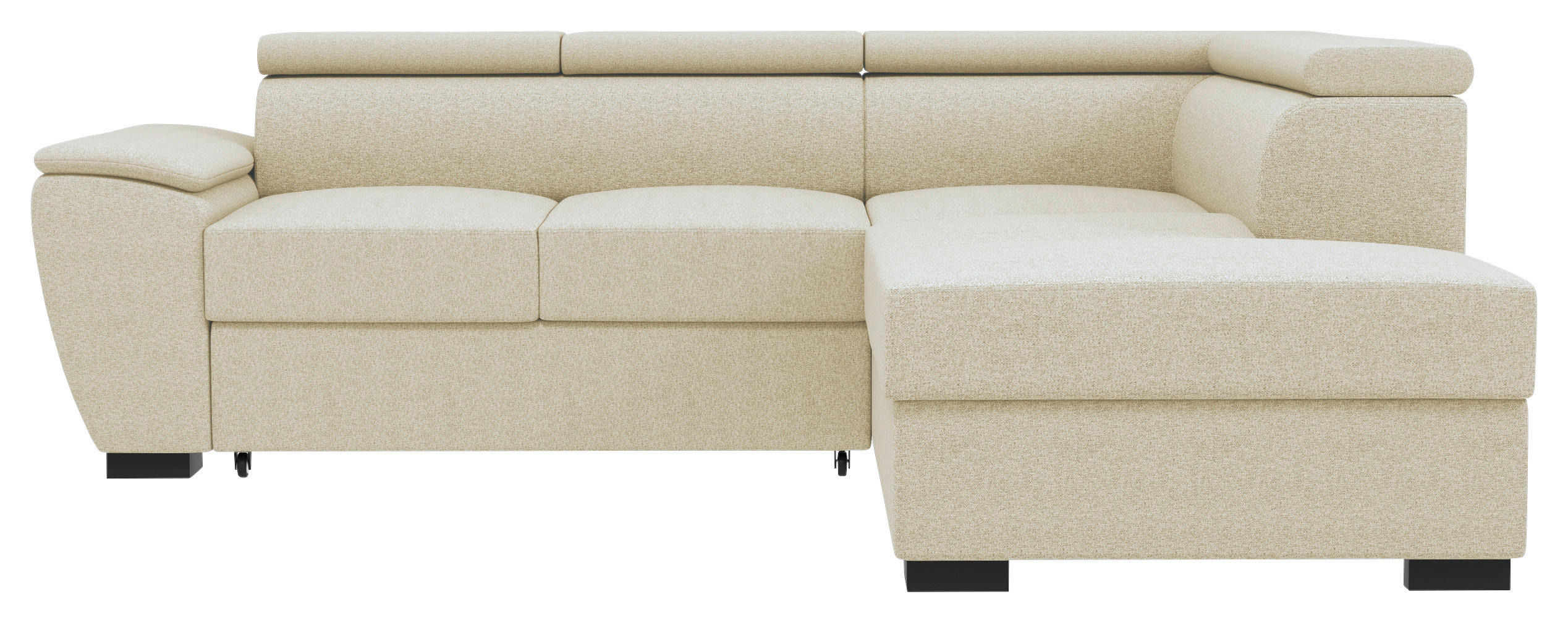 ECKSOFA Beige Flachgewebe  - Beige/Schwarz, KONVENTIONELL, Kunststoff/Textil (266/220cm) - Carryhome