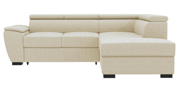 ECKSOFA  in Flachgewebe Beige  - Beige/Schwarz, KONVENTIONELL, Kunststoff/Textil (266/220cm) - Carryhome