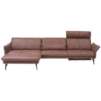 ECKSOFA in Lederlook Dunkelbraun  - Anthrazit/Dunkelbraun, Design, Textil/Metall (174/330cm) - Himolla