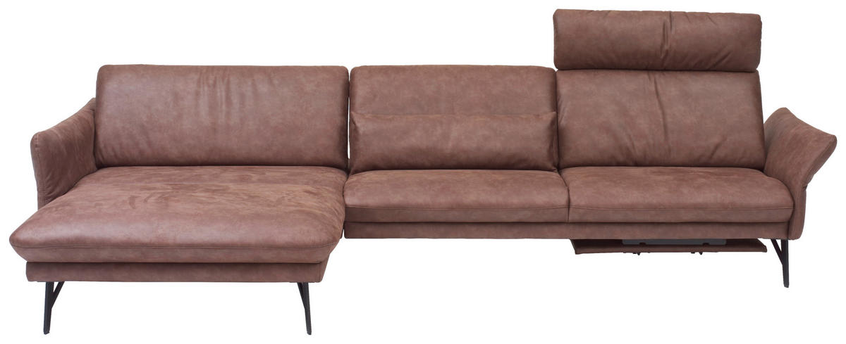 ECKSOFA in Lederlook Dunkelbraun  - Anthrazit/Dunkelbraun, Design, Textil/Metall (174/330cm) - Himolla