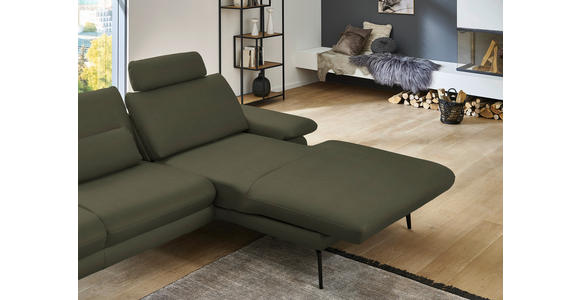 ECKSOFA in Echtleder Grün 310/180 cm - Schwarz/Grün, Design, Leder/Metall (310/180cm) - Dieter Knoll