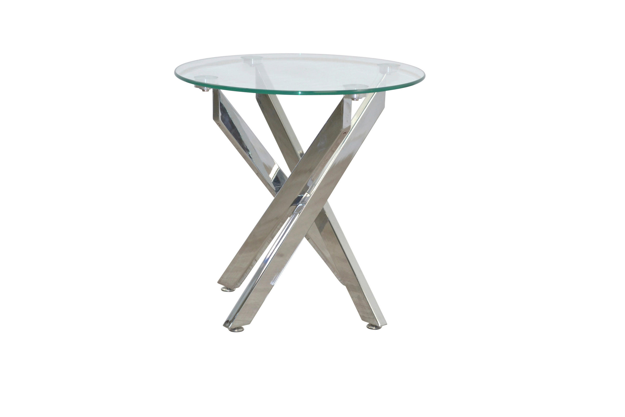 BEISTELLTISCH 45/45/45 cm Chromfarben rund  - Chromfarben, Design, Glas/Metall (45/45/45cm) - MID.YOU