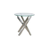 BEISTELLTISCH 45/45/45 cm Chromfarben rund  - Chromfarben, Design, Glas/Metall (45/45/45cm) - MID.YOU