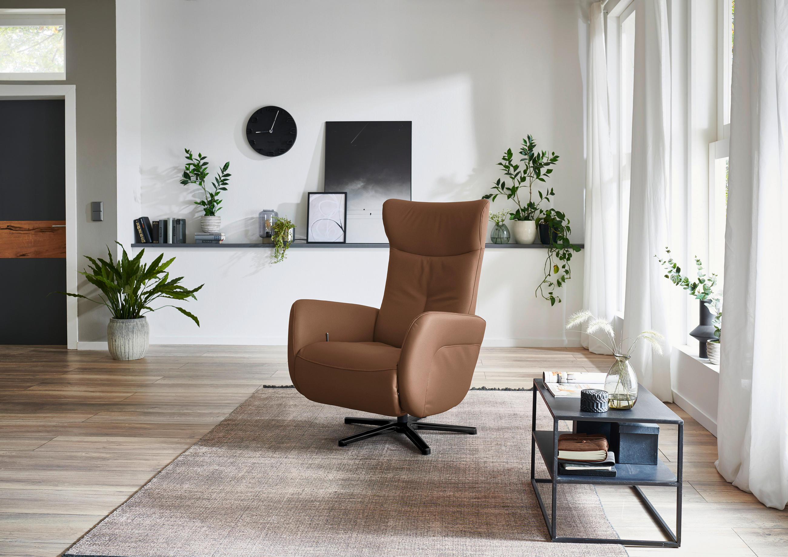 RELAXSESSEL in Leder Braun  - Schwarz/Braun, Design, Leder/Metall (76/112/83cm) - Beldomo Speed