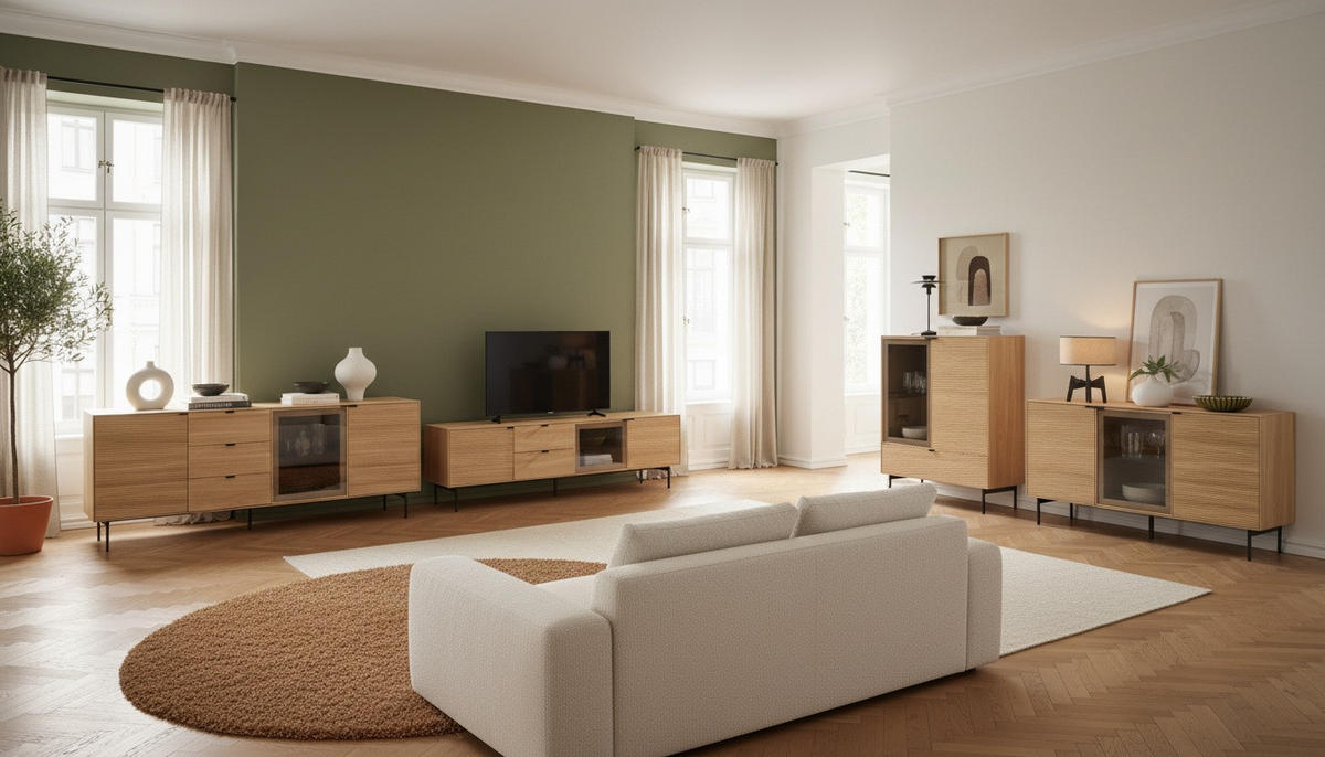 HIGHBOARD , 100/120/40 cm, 1 Schublade(n)  - Eichefarben/Schwarz, KONVENTIONELL, Glas/Holzwerkstoff (100/120/40cm) - Xora