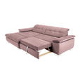 ECKSOFA  in Mikrofaser Altrosa Rücken echt, Kopfteilverstellung  180/265 cm  - Chromfarben/Altrosa, Design, Textil/Metall (180/265cm) - Carryhome