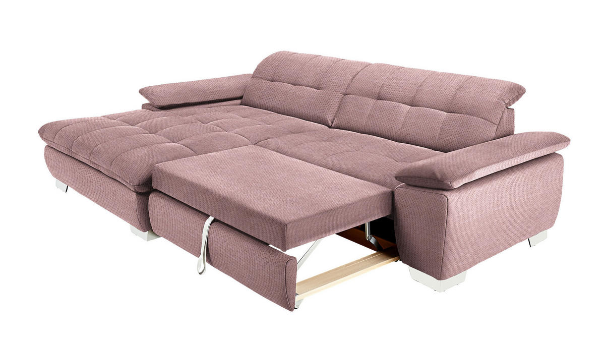 ECKSOFA in Mikrofaser Altrosa  - Chromfarben/Altrosa, Design, Textil/Metall (180/265cm) - Carryhome