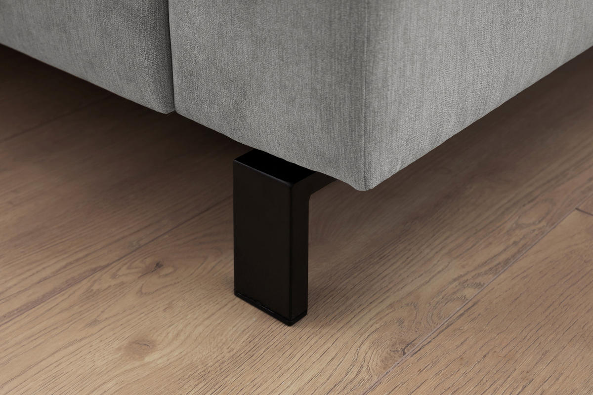 2,5-SITZER in Velours Silberfarben  - Silberfarben/Schwarz, Design, Textil/Metall (206/86/97cm) - Pure Home Lifestyle