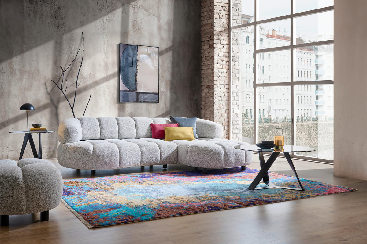 HÖRNSOFFA i vävt tyg greige  - greige/svart, Design, trä/textil (284/183cm) - Welnova