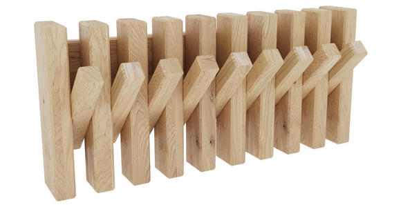 HAKENLEISTE  in Eiche massiv Eichefarben  - Eichefarben, Natur, Holz (38/17/5,1cm) - Linea Natura