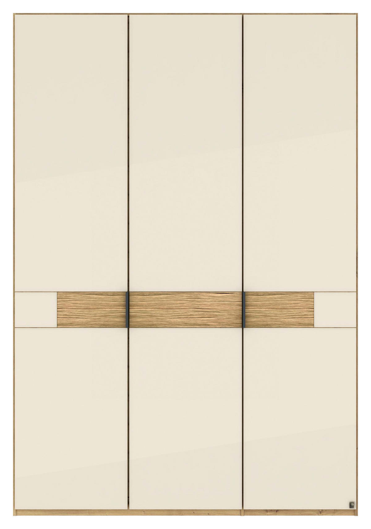 DREHTÜRENSCHRANK 150/216/58 cm,  in Champagner, Eiche Bianco, 3 Tür(en)  - Schieferfarben/Eiche Bianco, Design, Glas/Holz (150/216/58cm) - Musterring