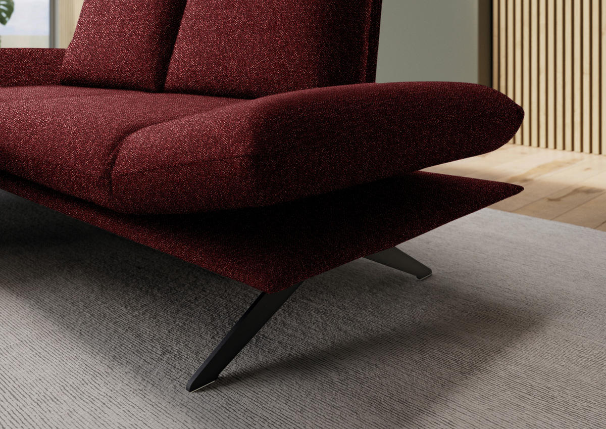 ECKSOFA  in Flachgewebe Rot  155/234 cm  - Rot/Schwarz, Design, Textil/Metall (155/234cm) - Dieter Knoll