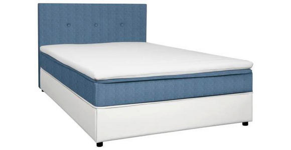 BOXBETT 120/200 cm in Weiß, Hellblau - Schwarz/Weiß, KONVENTIONELL, Holz/Textil (120/200cm) - Carryhome