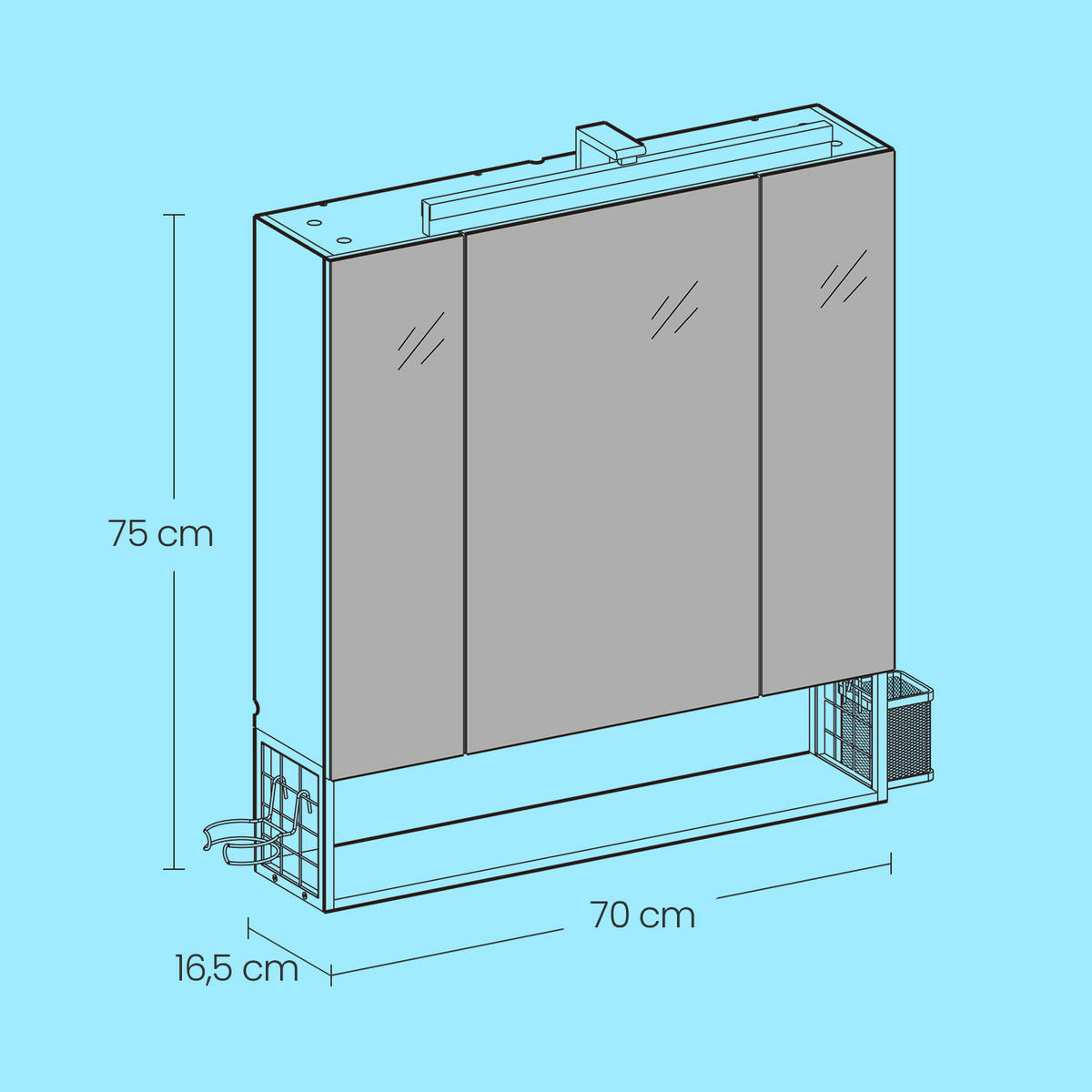 SPIEGELSCHRANK 70/75/16,5 cm  - Silberfarben/Weiß, MODERN, Glas/Holzwerkstoff (70/75/16,5cm) - MID.YOU