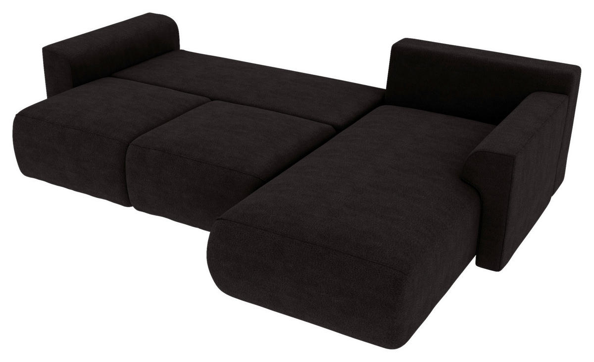 ECKSOFA Dunkelbraun Lederlook Zierkissen, Rückenkissen, Bettkasten, Schlaffunktion, Rücken echt, Liegefläche im Originalstoff  - Chromfarben/Dunkelbraun, KONVENTIONELL, Kunststoff/Textil (293/195cm) - Carryhome