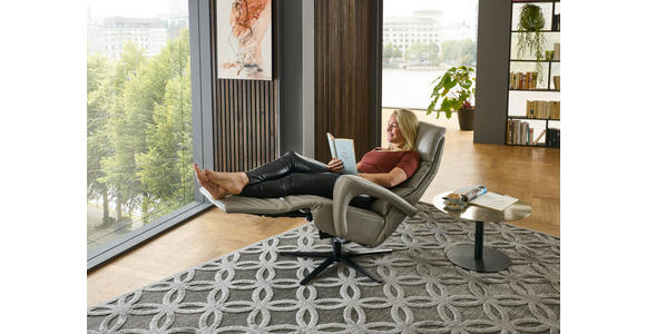 RELAXSESSEL in Leder Greige  - Greige/Schwarz, Design, Leder/Metall (76/110/86cm) - Dieter Knoll