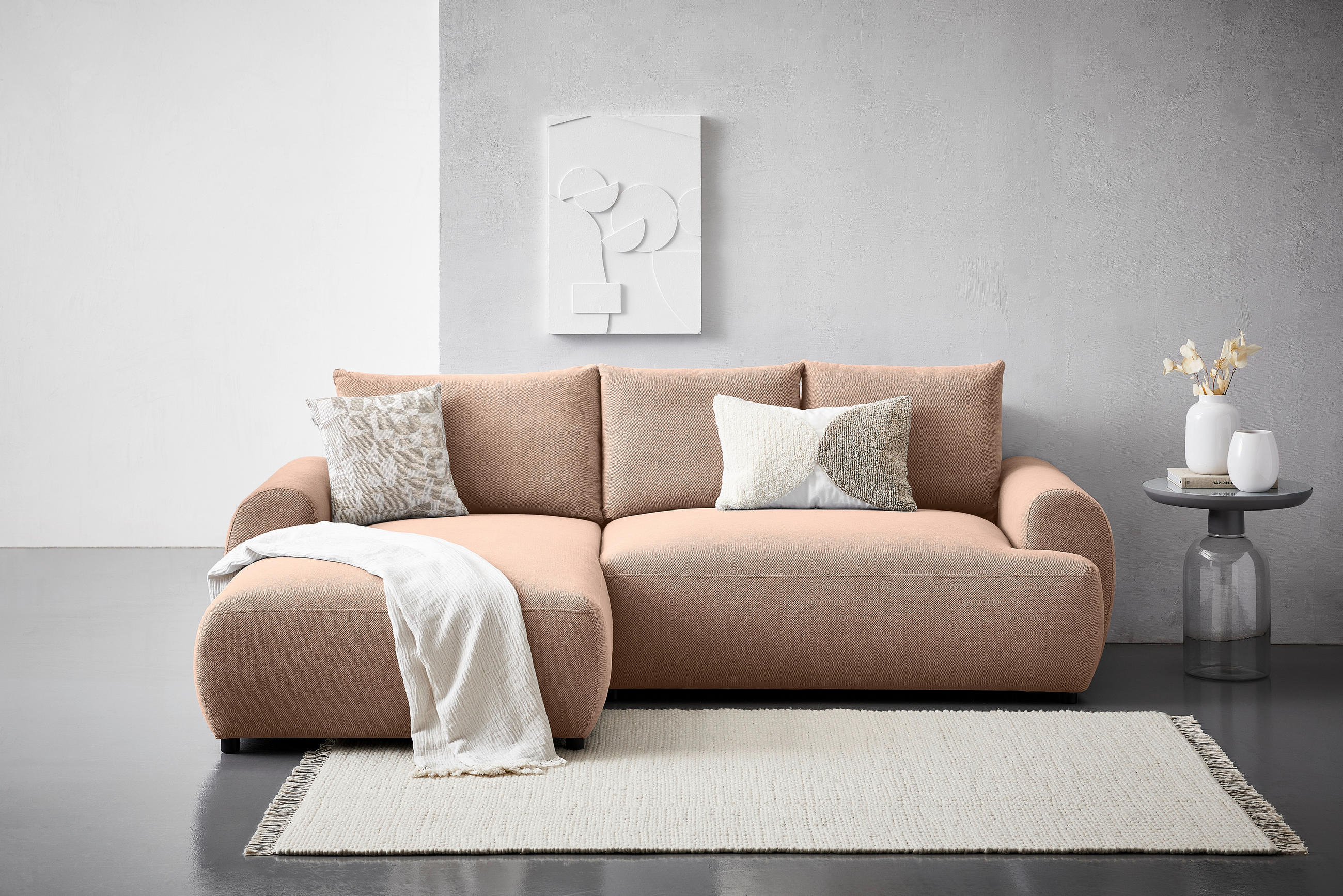 ECKSOFA Altrosa Webstoff  - Schwarz/Altrosa, MODERN, Kunststoff/Textil (175/265cm) - Carryhome