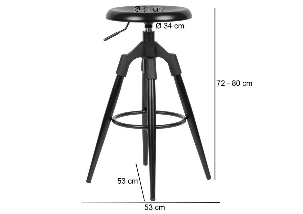 BAROVÁ STOLIČKA, čierna - čierna, Trend, kov (53/72/53cm) - MID.YOU