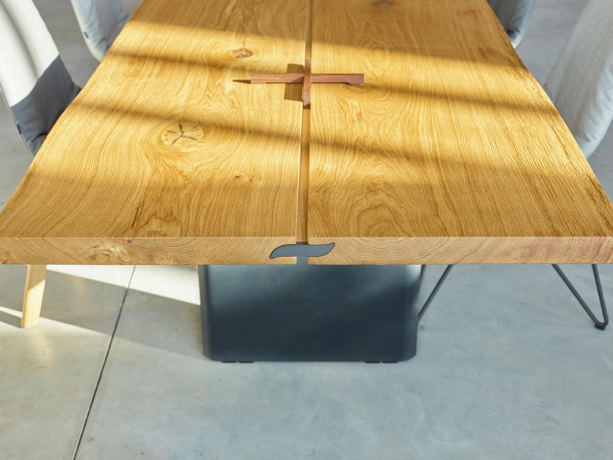 ESSTISCH in Holz, Metall 350/100/75 cm  - Eichefarben/Schwarz, KONVENTIONELL, Holz/Metall (350/100/75cm) - Team 7