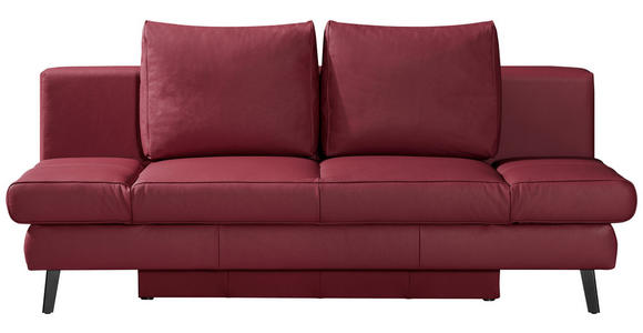 SCHLAFSOFA Weinrot Echtleder - Weinrot/Schwarz, Design, Leder/Metall (200/85/90cm) - Novel