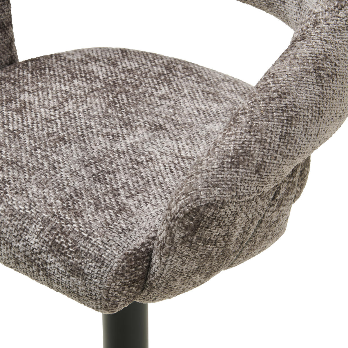 BARHOCKER Webstoff Grau, Schwarz Eisen Sitzfläche 360° drehbar  - Schwarz/Grau, KONVENTIONELL, Textil/Metall (56,5/87-112/57,5cm) - Livetastic