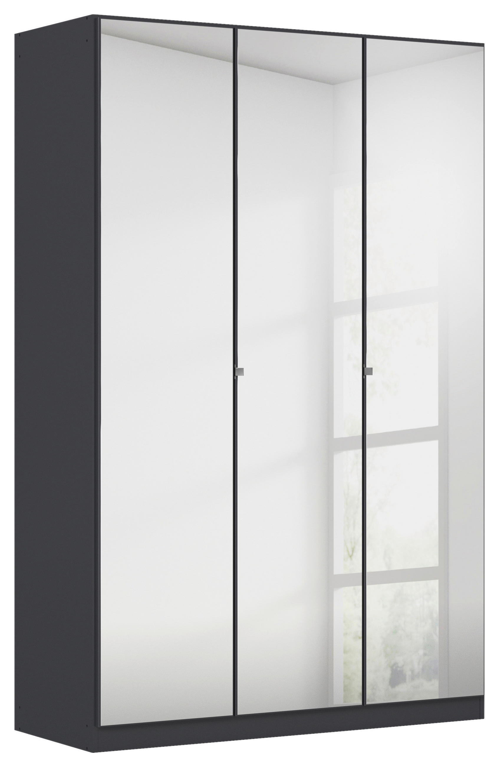 DREHTÜRENSCHRANK 3-türig Graphitfarben  - Chromfarben/Graphitfarben, MODERN, Glas/Holzwerkstoff (136/210cm) - Rauch Möbel