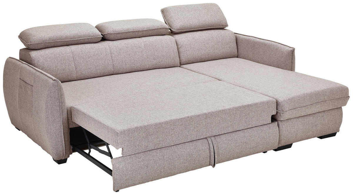 ECKSOFA Greige Flachgewebe  - Greige/Schwarz, MODERN, Kunststoff/Textil (182/237cm) - Carryhome