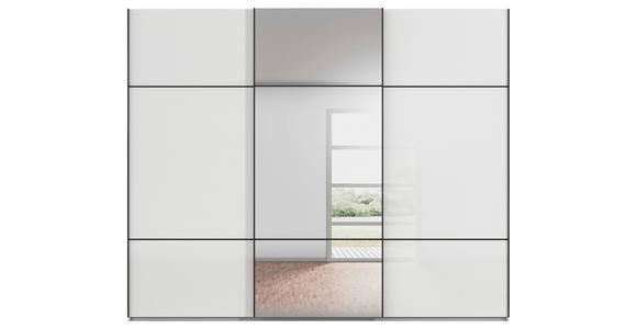 SCHWEBETÜRENSCHRANK 301/223/68 cm 3-türig Grau, Weiß - Schwarz/Weiß, KONVENTIONELL, Glas/Holzwerkstoff (301/223/68cm) - Novel
