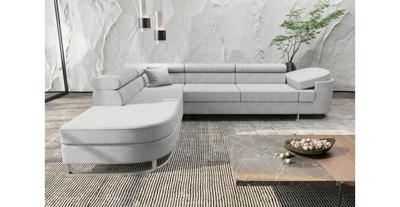 ECKSOFA in Lederlook Hellgrau  - Chromfarben/Hellgrau, KONVENTIONELL, Textil/Metall (224/278cm) - Carryhome