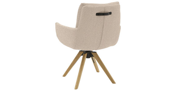 ARMLEHNSTUHL  Sitzfläche 360° drehbar, mit Griff Flachgewebe  Sandfarben  - Sandfarben/Eichefarben, Design, Holz/Textil (62/90/68cm) - Valnatura