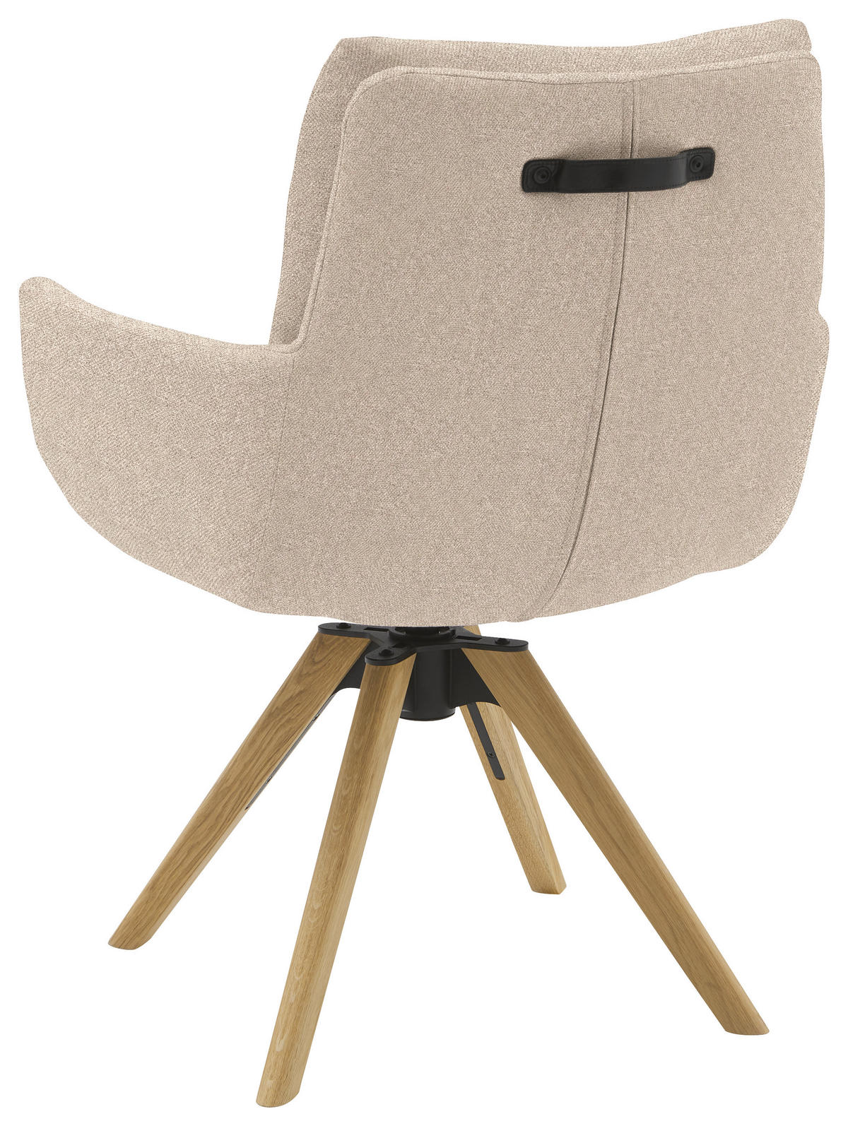 ARMLEHNSTUHL  Sitzfläche 360° drehbar, mit Griff Flachgewebe  Sandfarben  - Sandfarben/Eichefarben, Design, Holz/Textil (62/90/68cm) - Valnatura