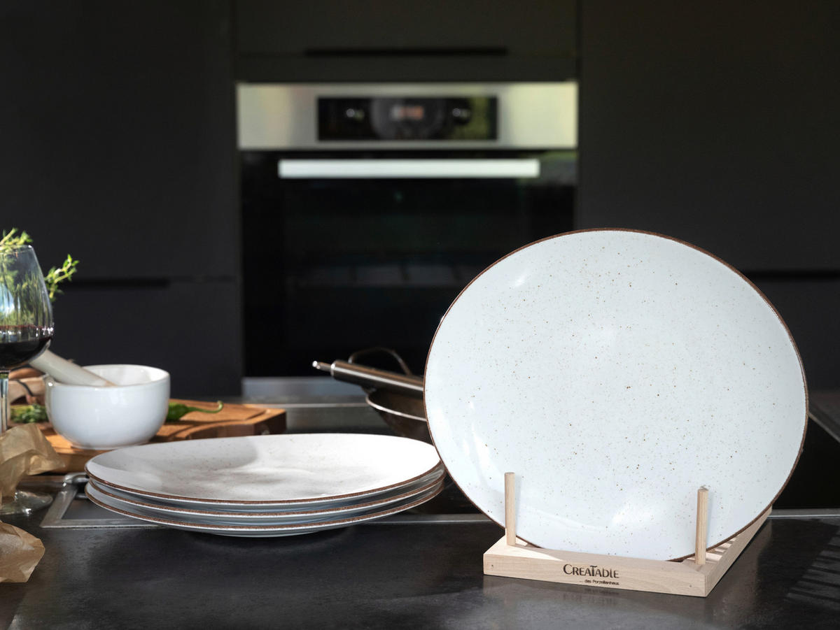 STEAKTELLERSET Vintage Nature Weiss 4-teilig  - Grauweiß, Basics, Keramik - Creatable