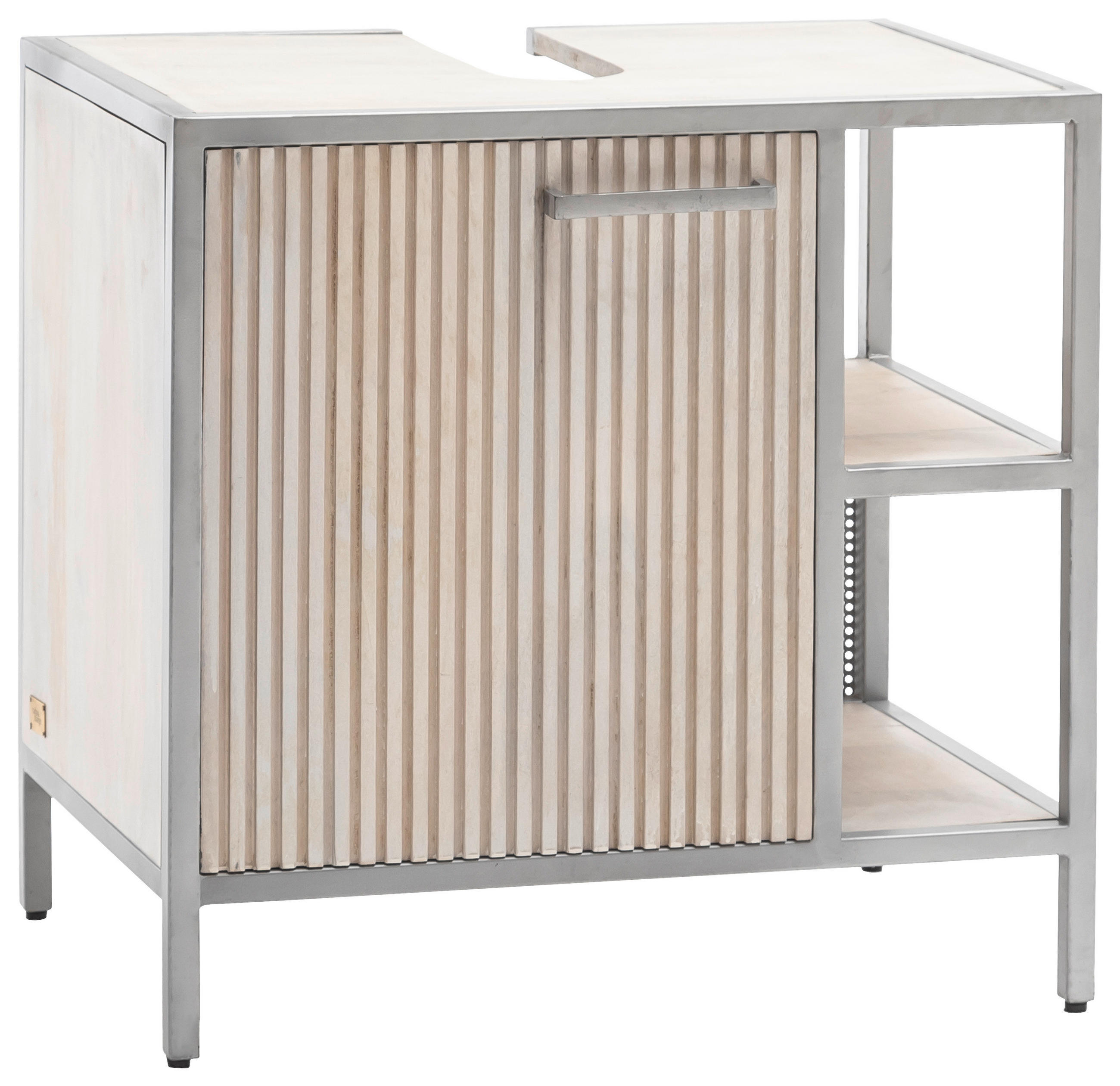 WASCHBECKENUNTERSCHRANK 62/61/40 cm  - Chromfarben/Weiß, MODERN, Holz/Metall (62/61/40cm) - Livetastic