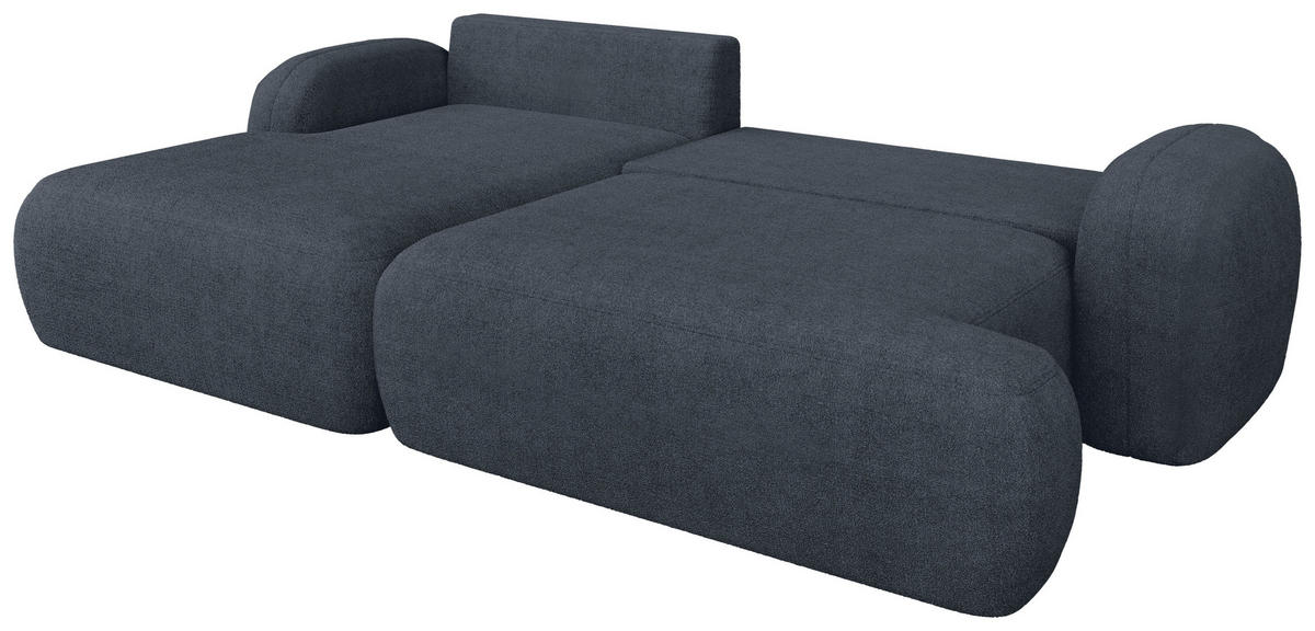 ECKSOFA Sevilla Plus in Bouclé Blau  275/175 cm  - Blau/Schwarz, Design, Kunststoff/Textil (275/175cm) - MID.YOU
