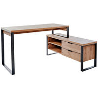 ECKSCHREIBTISCH 147/76/120 cm  in Eichefarben  - Eichefarben/Anthrazit, MODERN, Holzwerkstoff/Metall (147/76/120cm) - Novel