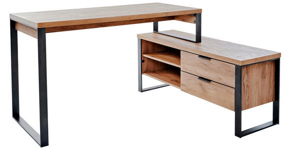 ECKSCHREIBTISCH 147/76/120 cm in Eichefarben - Eichefarben/Anthrazit, MODERN, Holzwerkstoff/Metall (147/76/120cm) - Novel