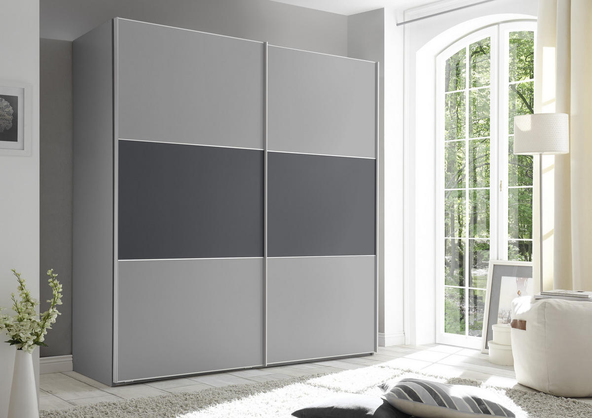 SCHWEBETÜRENSCHRANK in Anthrazit, Grau  - Dunkelgrau/Anthrazit, Modern, Holzwerkstoff (188/222/68cm) - MID.YOU