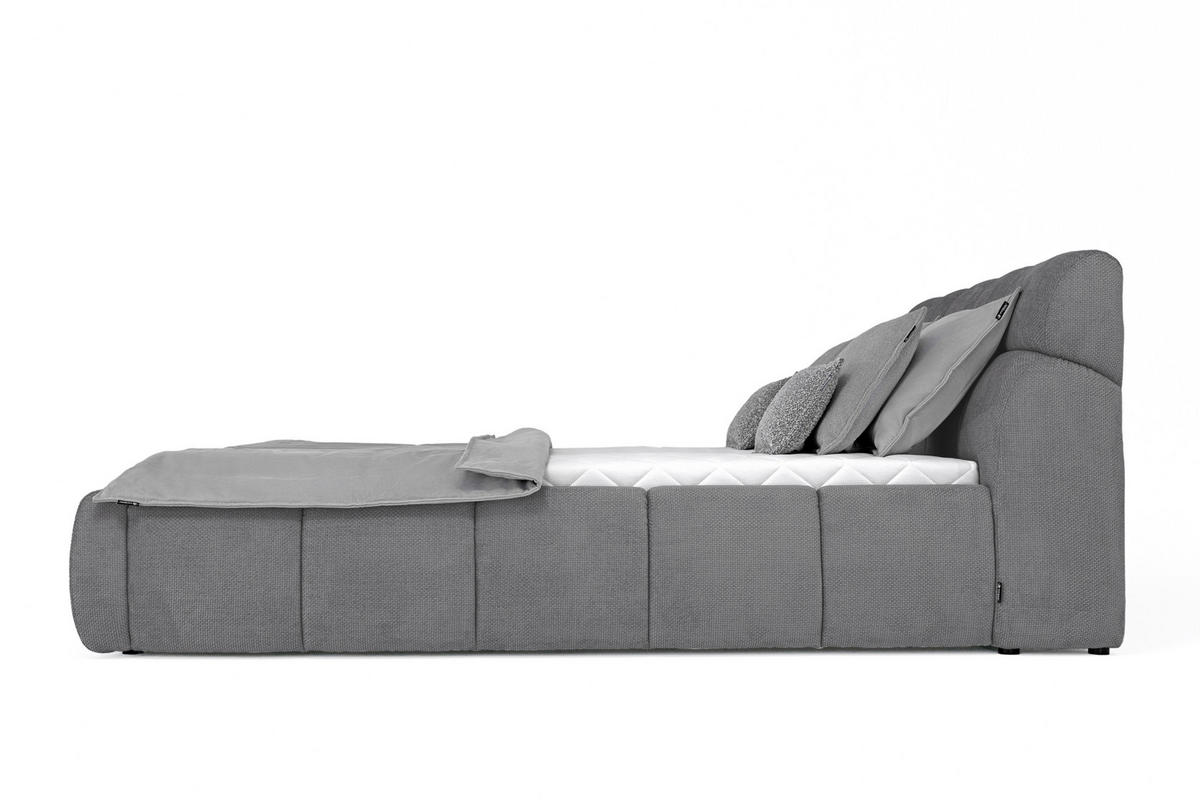 POLSTERBETT inkl. Bettkasten 180/200 cm  in Hellgrau  - Hellgrau/Schwarz, Design, Holz/Kunststoff (180/200cm) - Esposa