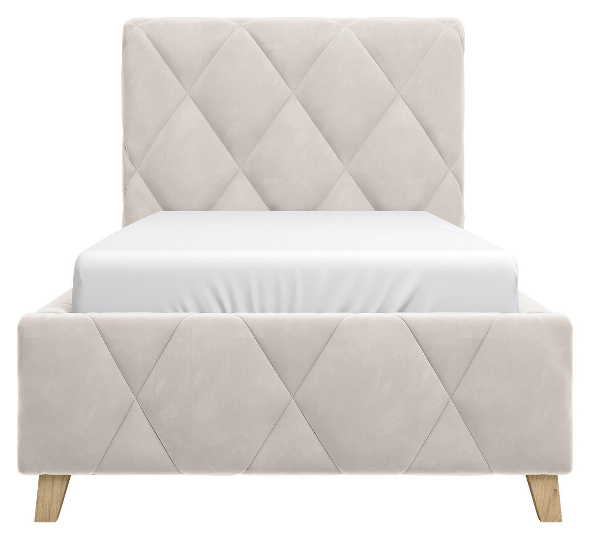 POLSTERBETT gepolstertes Kopfteil, Lattenrost, Bettkasten 90/200 cm  in Creme  - Creme, MODERN, Holz/Textil (90/200cm) - MID.YOU