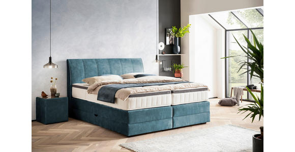 BOXSPRINGBETT 180/200 cm  in Petrol  - Wengefarben/Petrol, KONVENTIONELL, Holz/Textil (180/200cm) - Novel