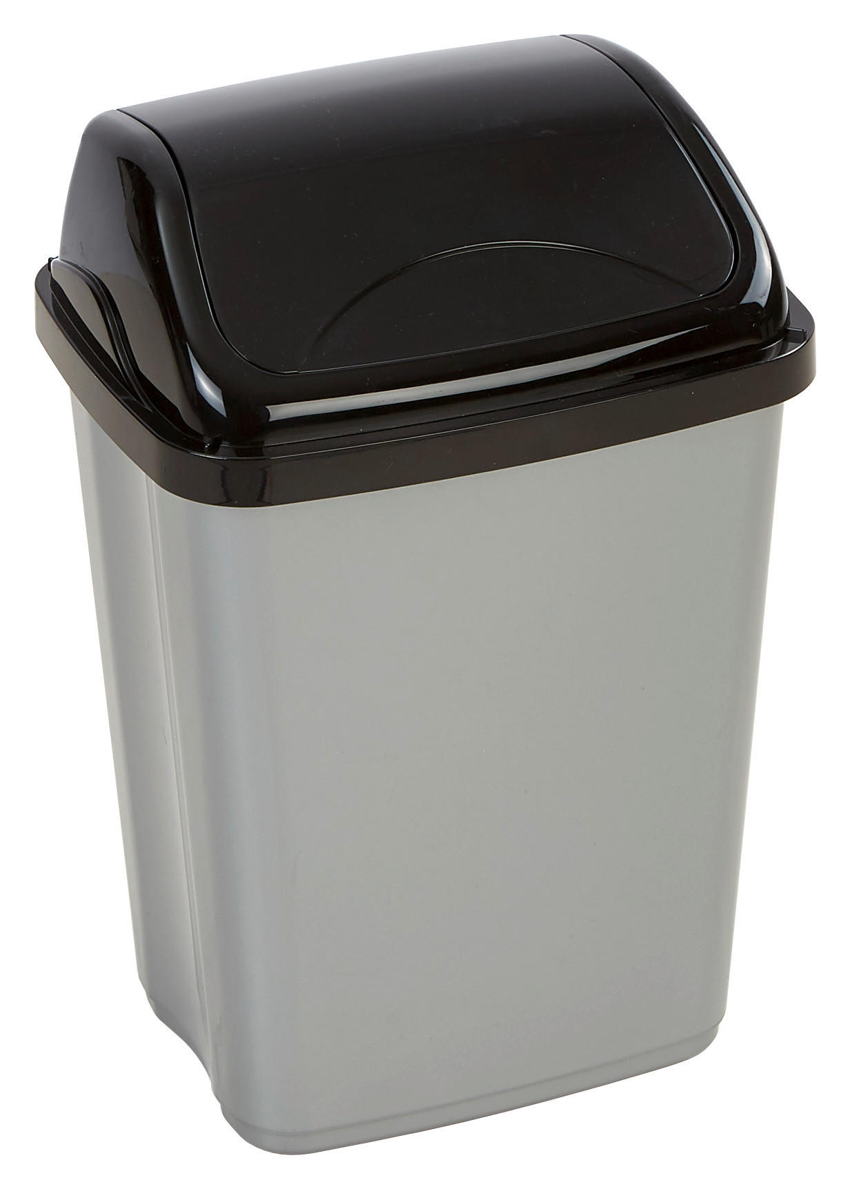 Schwingdeckeleimer Julien 10 L Kunststoff Grau/Schwarz