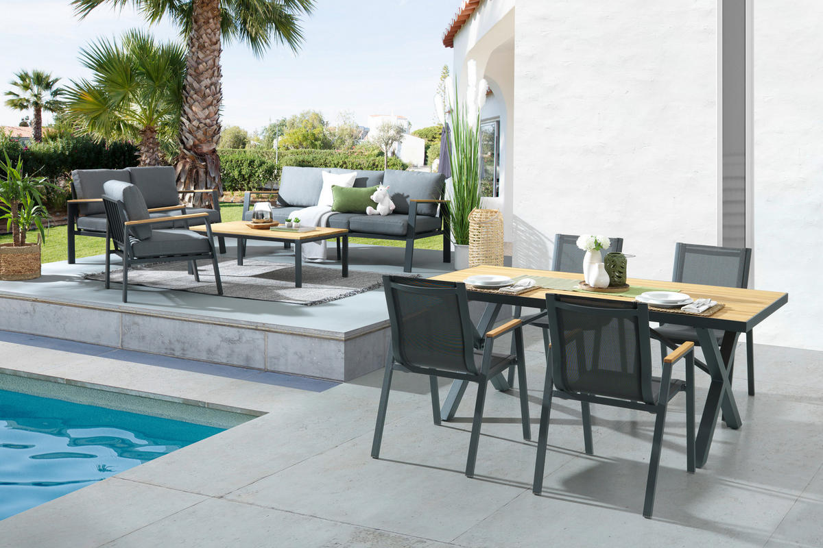 BAŠTENSKI STO  - prirodna boja/antracit, Dizajnerski, drvo/metal (180/91cm) - Ambia Garden