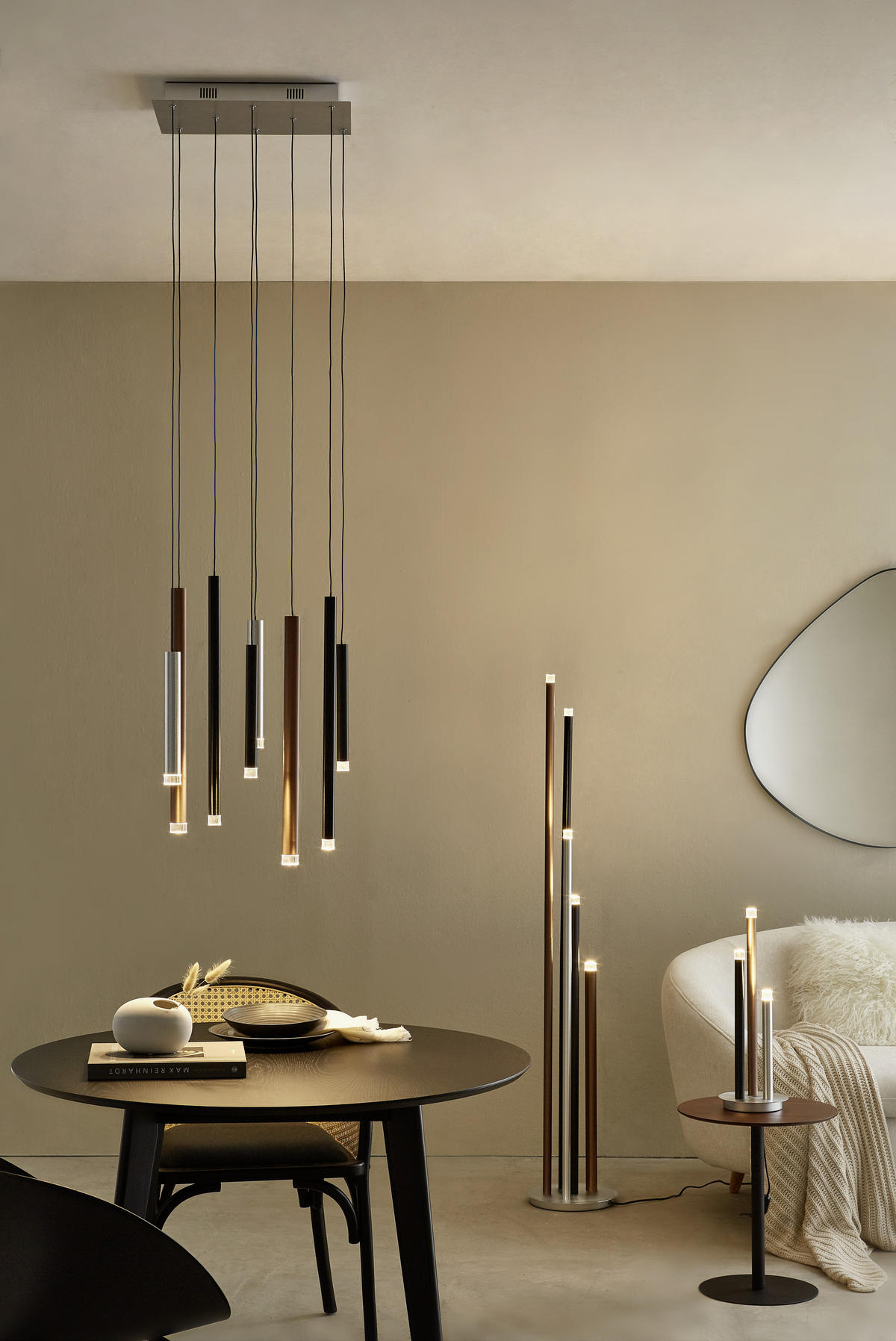 ZÁVESNÉ LED SVIETIDLO, 40/25/180 cm  - hnedá/čierna, Design, kov/plast (40/25/180cm)