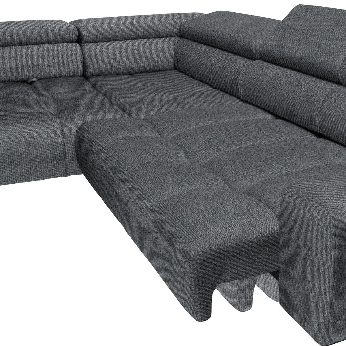 ECKSOFA in Webstoff Dunkelgrau  216/300 cm  - Dunkelgrau/Schwarz, Design, Textil/Metall (216/300cm) - Welnova