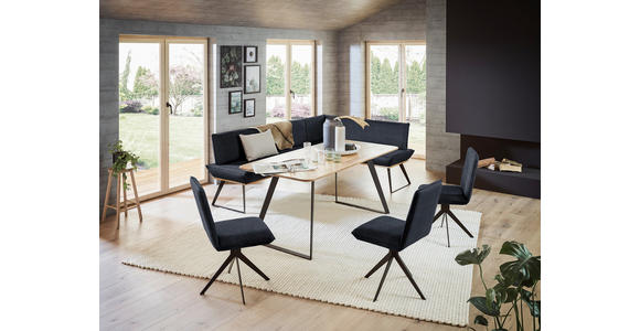 ECKBANK 203/163 cm in Schwarz, Eichefarben - Eichefarben/Schwarz, Design, Holz/Textil (203/163cm) - Voleo