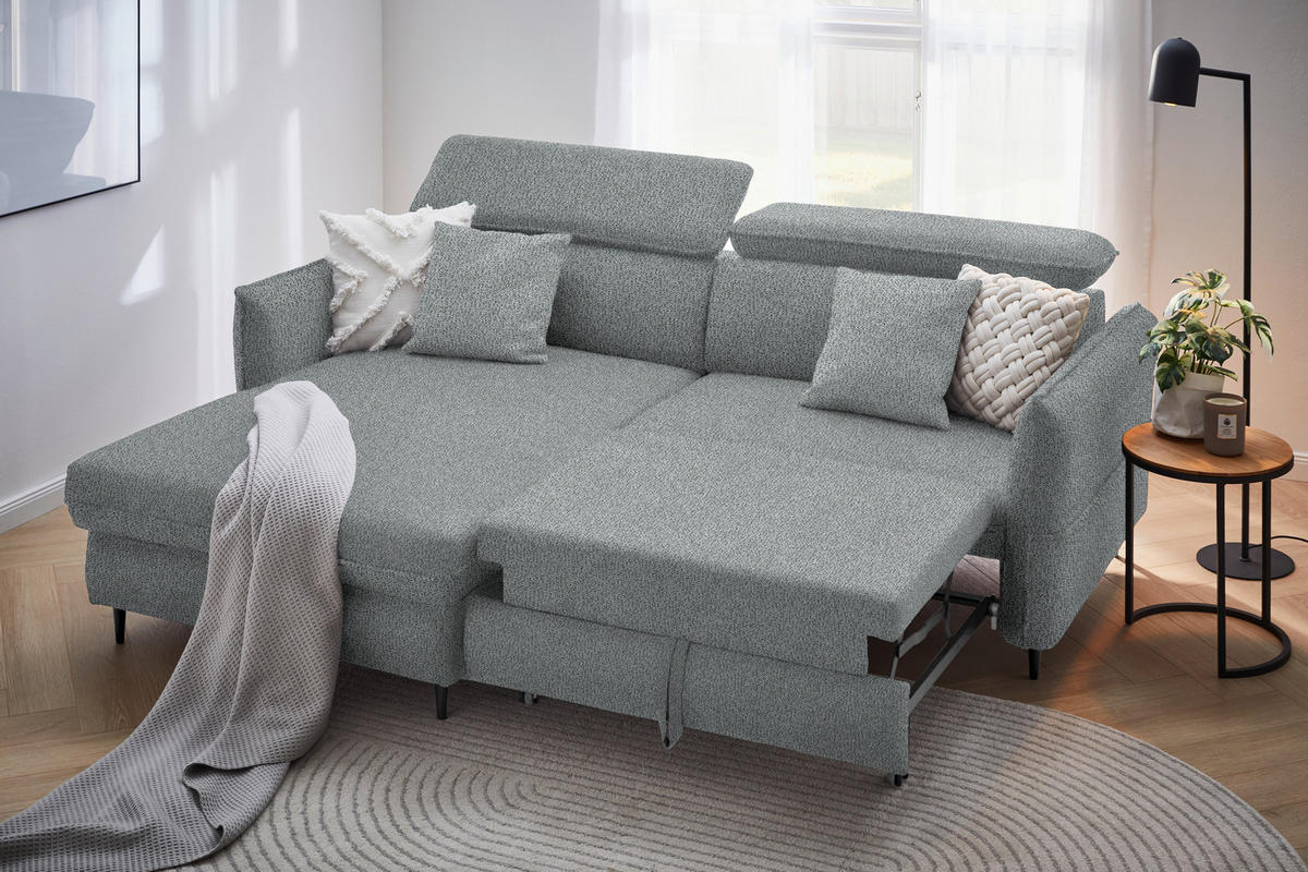 KUTNA GARNITURA tekstil  tamno siva   - tamno siva/crna, Design, tekstil/drvo (185/232cm) - Stylife