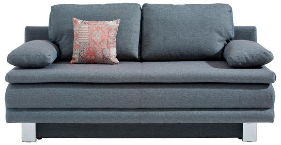 SCHLAFSOFA Webstoff Grau, Türkis - Türkis/Chromfarben, Design, Textil/Metall (194/96/86cm) - Novel