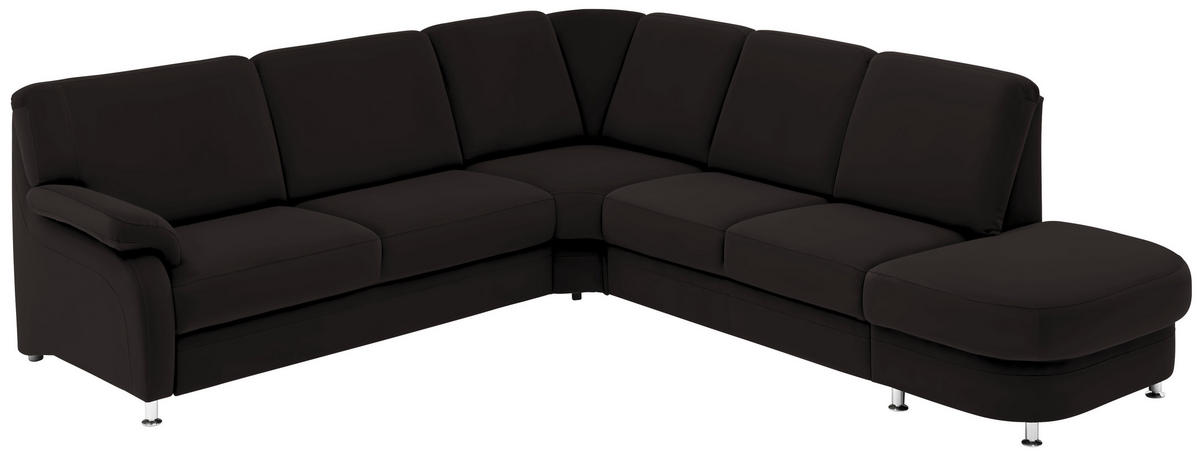 ECKSOFA in Flachgewebe Dunkelbraun  - Dunkelbraun/Alufarben, Konventionell, Textil/Metall (269/287cm) - Beldomo System