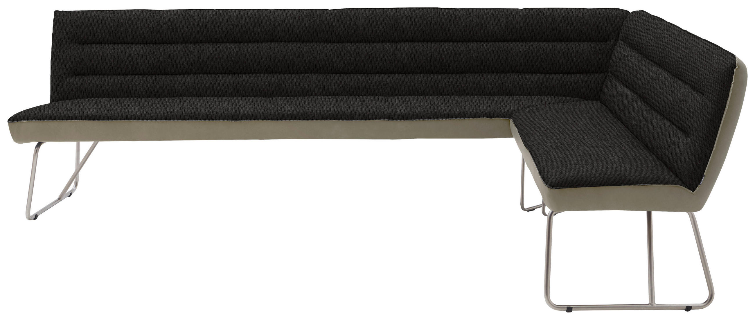 ECKBANK 284/184 cm Flachgewebe Anthrazit, Edelstahlfarben, Greige   - Edelstahlfarben/Greige, Design, Textil/Metall (284/184cm) - Dieter Knoll