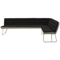 ECKBANK 284/184 cm Flachgewebe Anthrazit, Edelstahlfarben, Greige   - Edelstahlfarben/Greige, Design, Textil/Metall (284/184cm) - Dieter Knoll